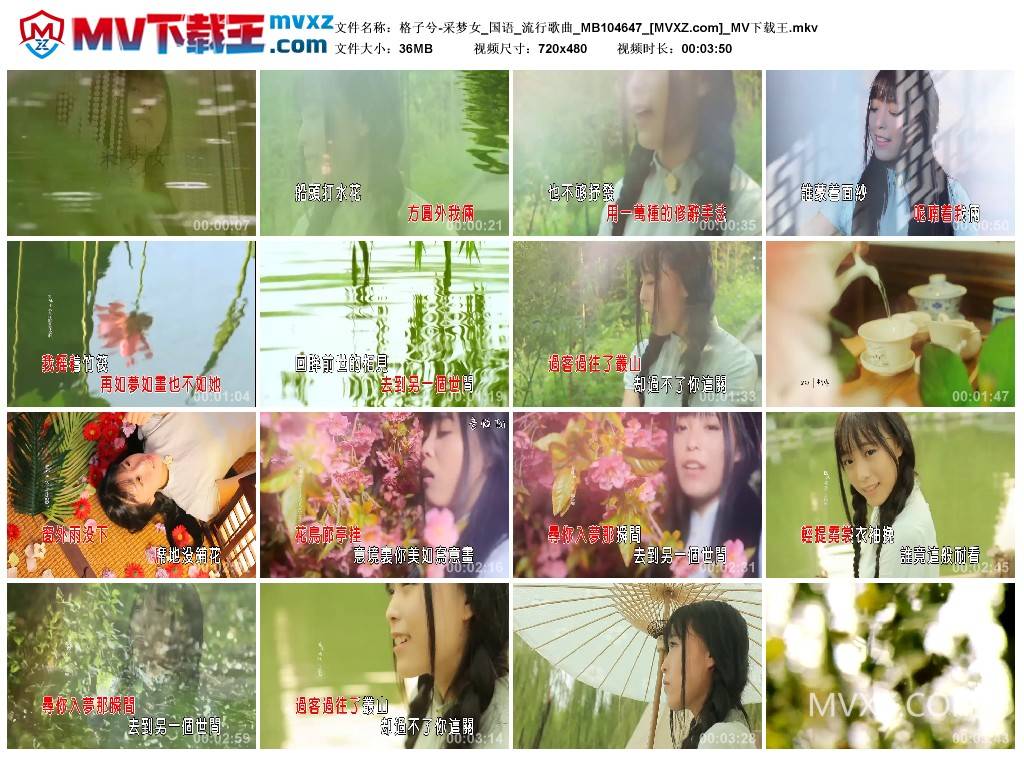 格子兮-采梦女_国语_流行歌曲_MB104647
